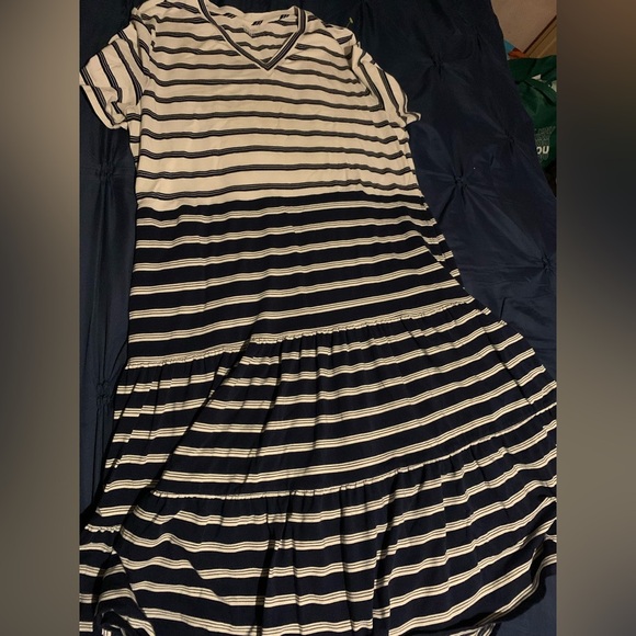 Lands' End White and Blue Ruffled Tiered Sundress - Picture 5 of 6